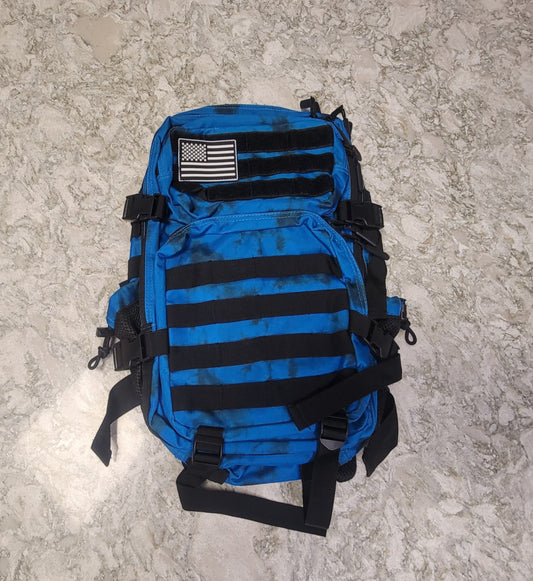 Tactical Backpack L-w/drink holder-blue/blk